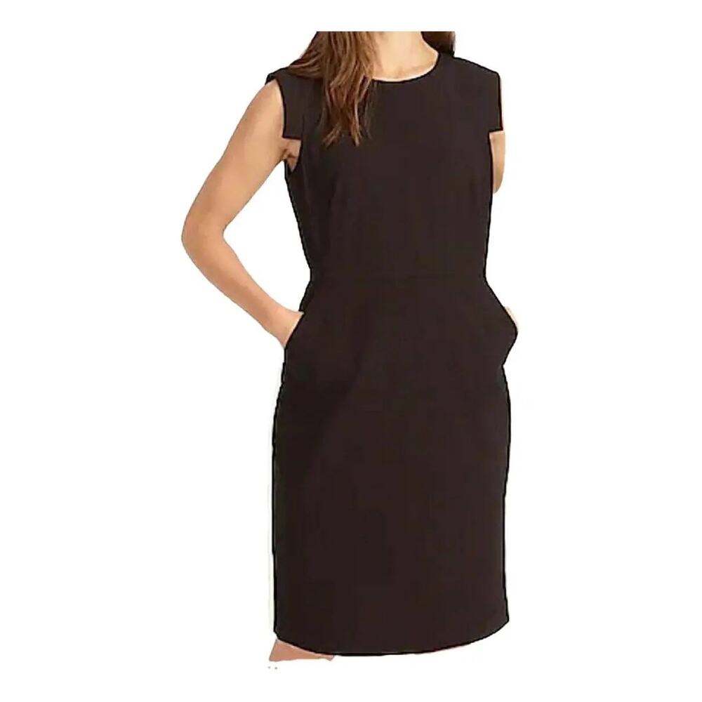 J. Crew Women's Black Italian Wool Knee-Length Dress Pockets Lined Career SZ 4